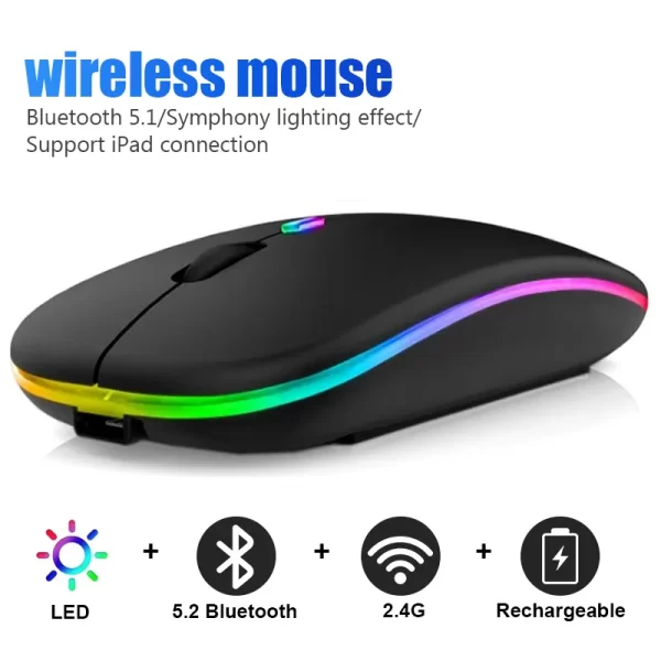 Mouse inalambrico recargable RGB